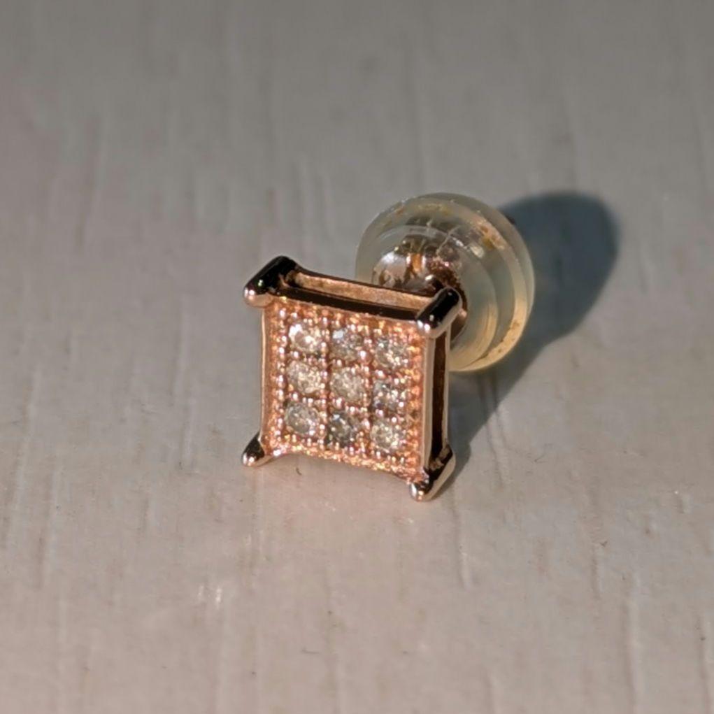 AVALANCHE スクエア ダイヤ ピアス ピンクゴールド 10k 片耳