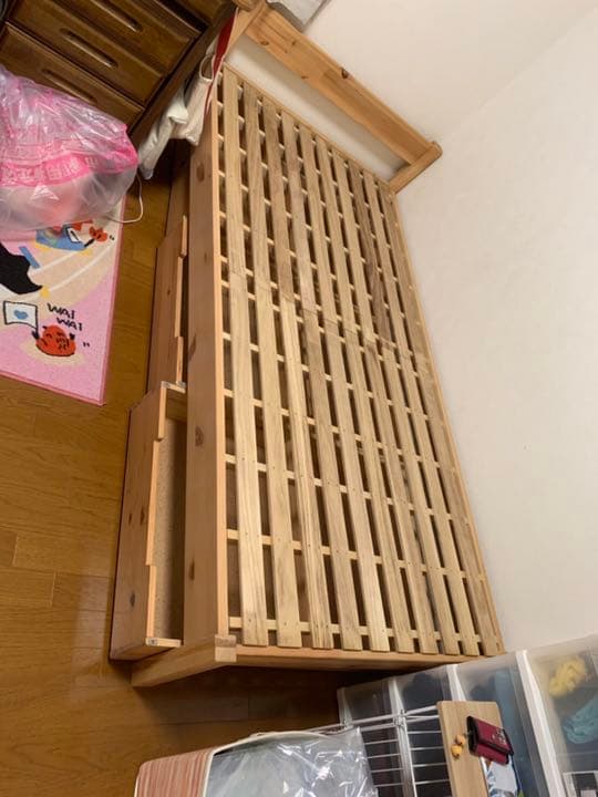 ウッドタイプ シングルベッド 木製 マットレス付き