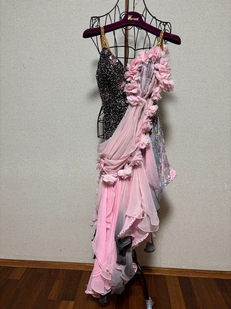 社交ダンスドレス ピンクと黒のグラデーション