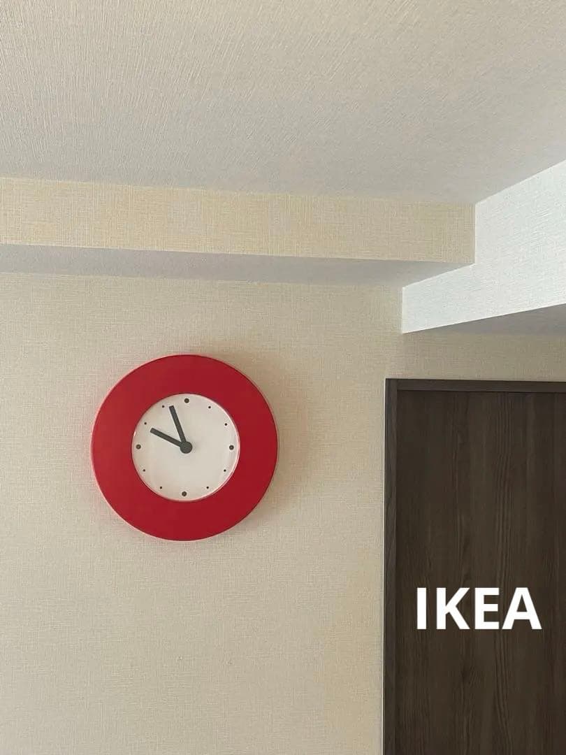 オールドイケア　IKEA ポストモダン　赤　掛け時計