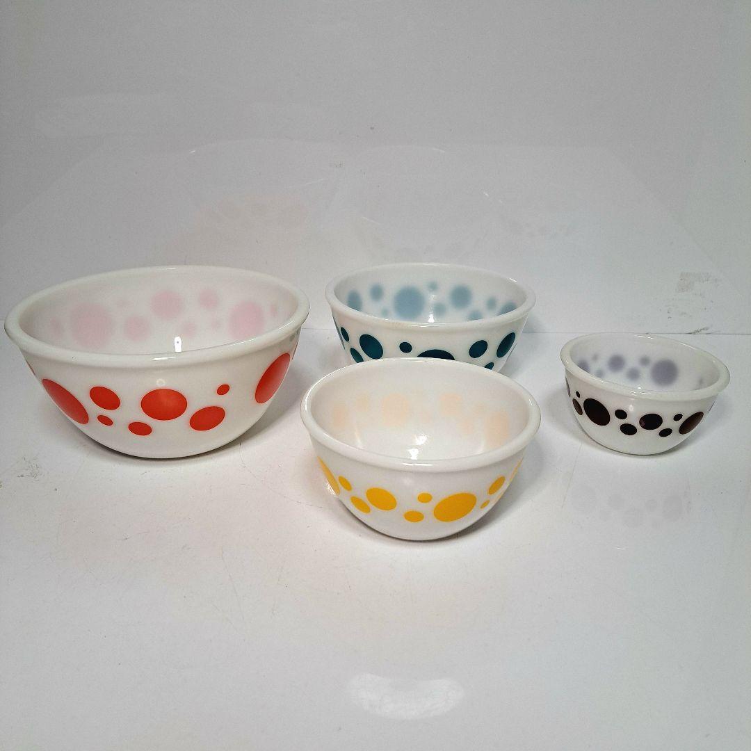 ヘーゼルアトラス　ミキシングボウル　ポルカドット　4Pセット　ヴィンテージ
