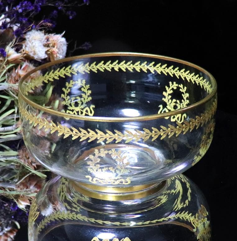 オールド・バカラ 1900年頃 金彩 大型鉢 ゴールド アンティーク ボウル