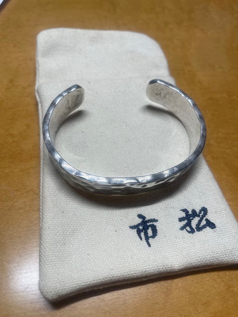 値下げ　市松 シルバー バングル ブレスレット Silver 980