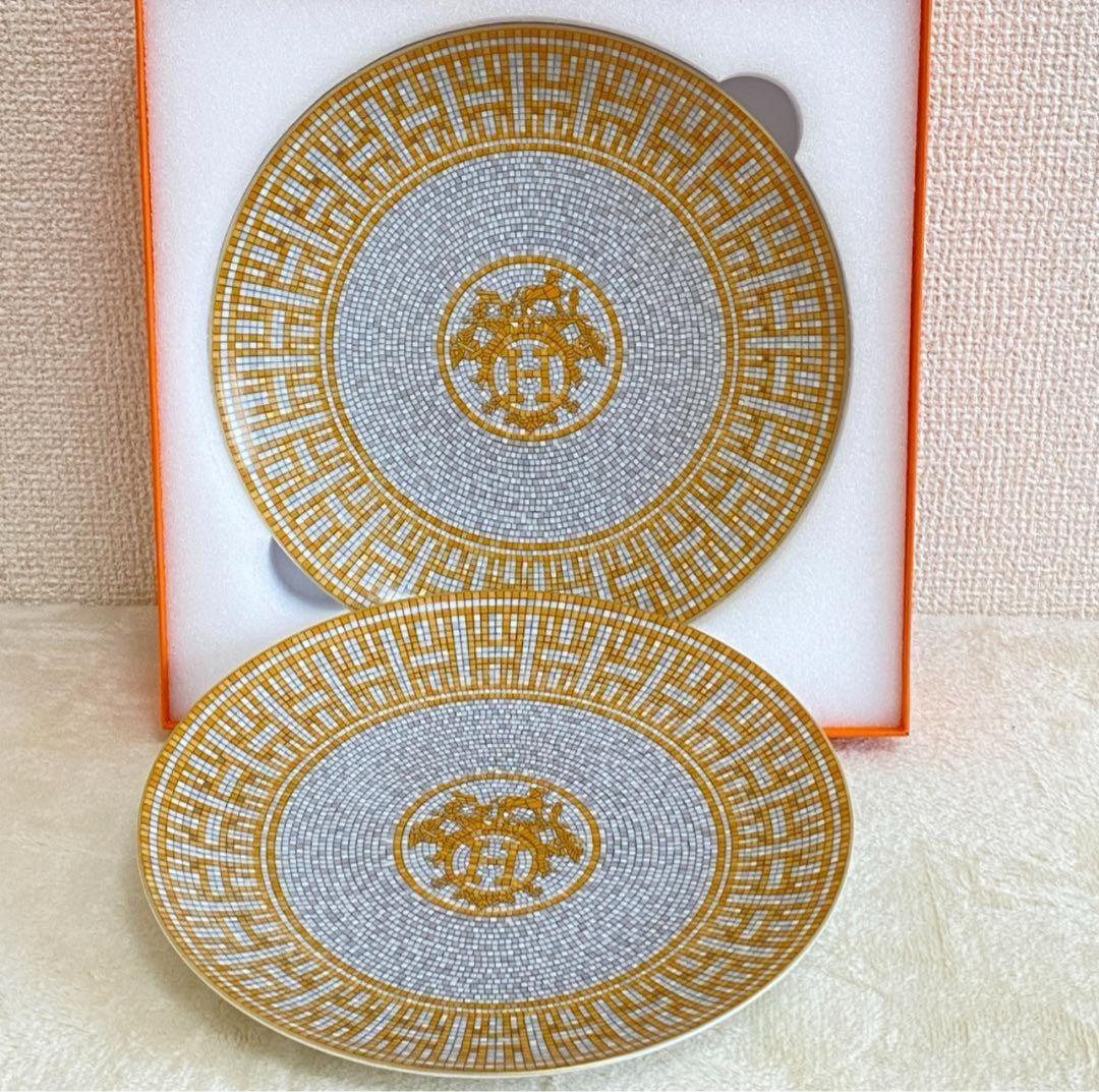 エルメス　デザートプレート 〈モザイク 24〉 ゴールド　2枚　新品未使用品