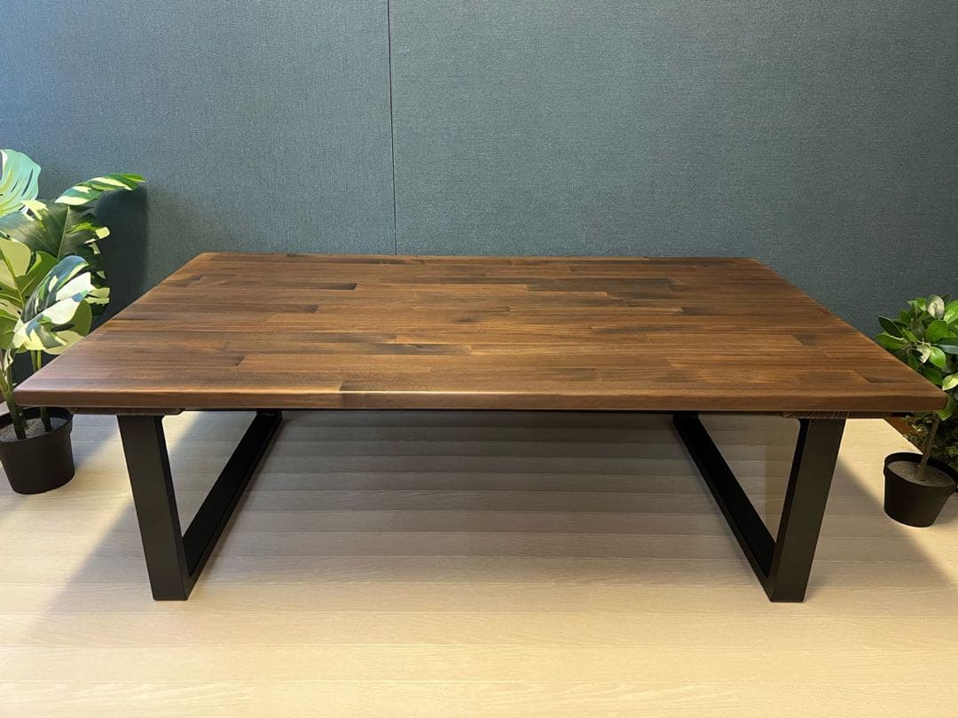 【送料無料】 ローテーブル 長方形 120cm 70cm パイン こげ茶 ロ型脚