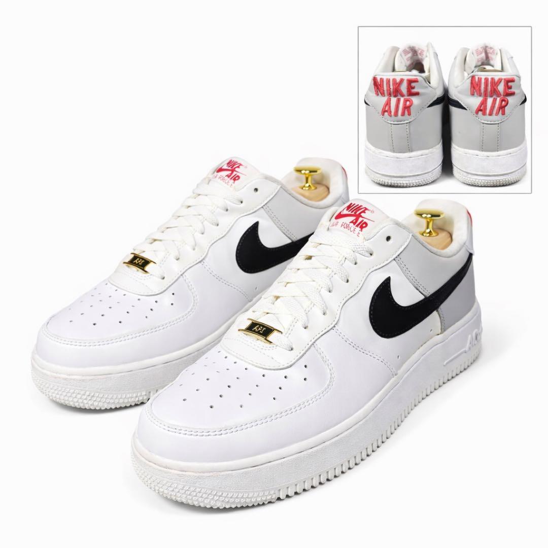 希少NIKE AIR FORCE 1 ’07 27.5 刺繍赤ロゴ ゴールド金具