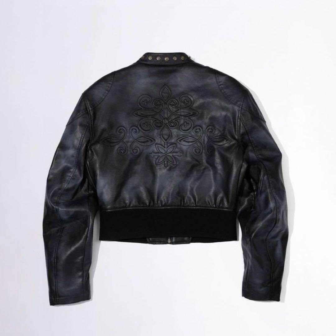 sculptor Emboss Faux Leather Bomber ブラック