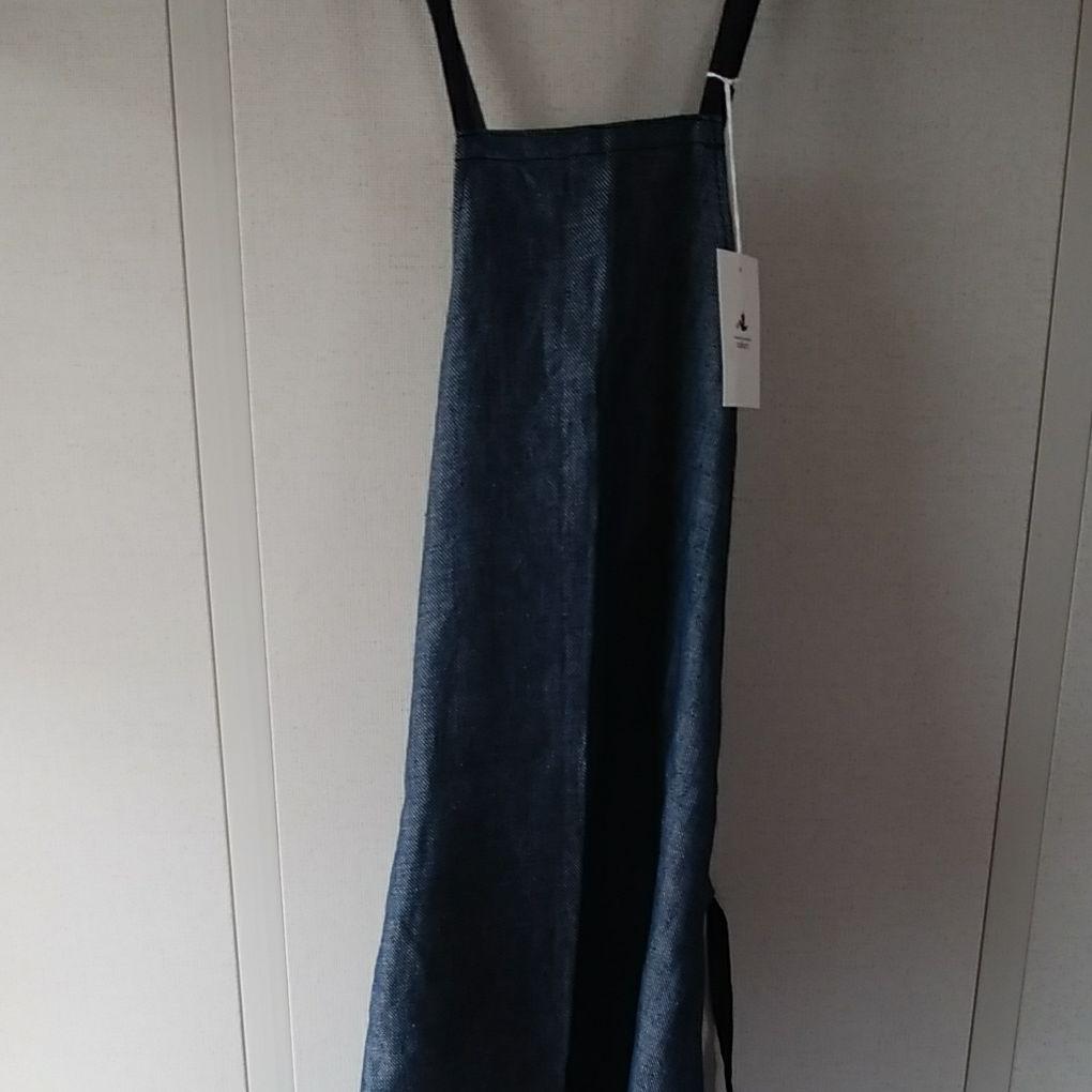 ポーランドリネンデニムのエプロン ハンドメイド