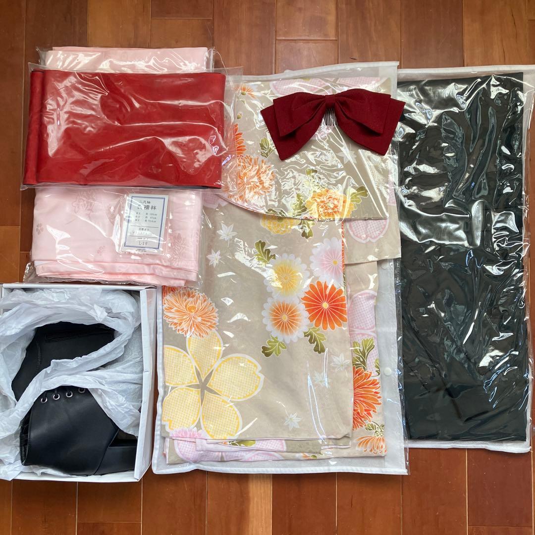 小学校卒業式　女の子　袴セット160 ブーツM はいからさん風リボン付き