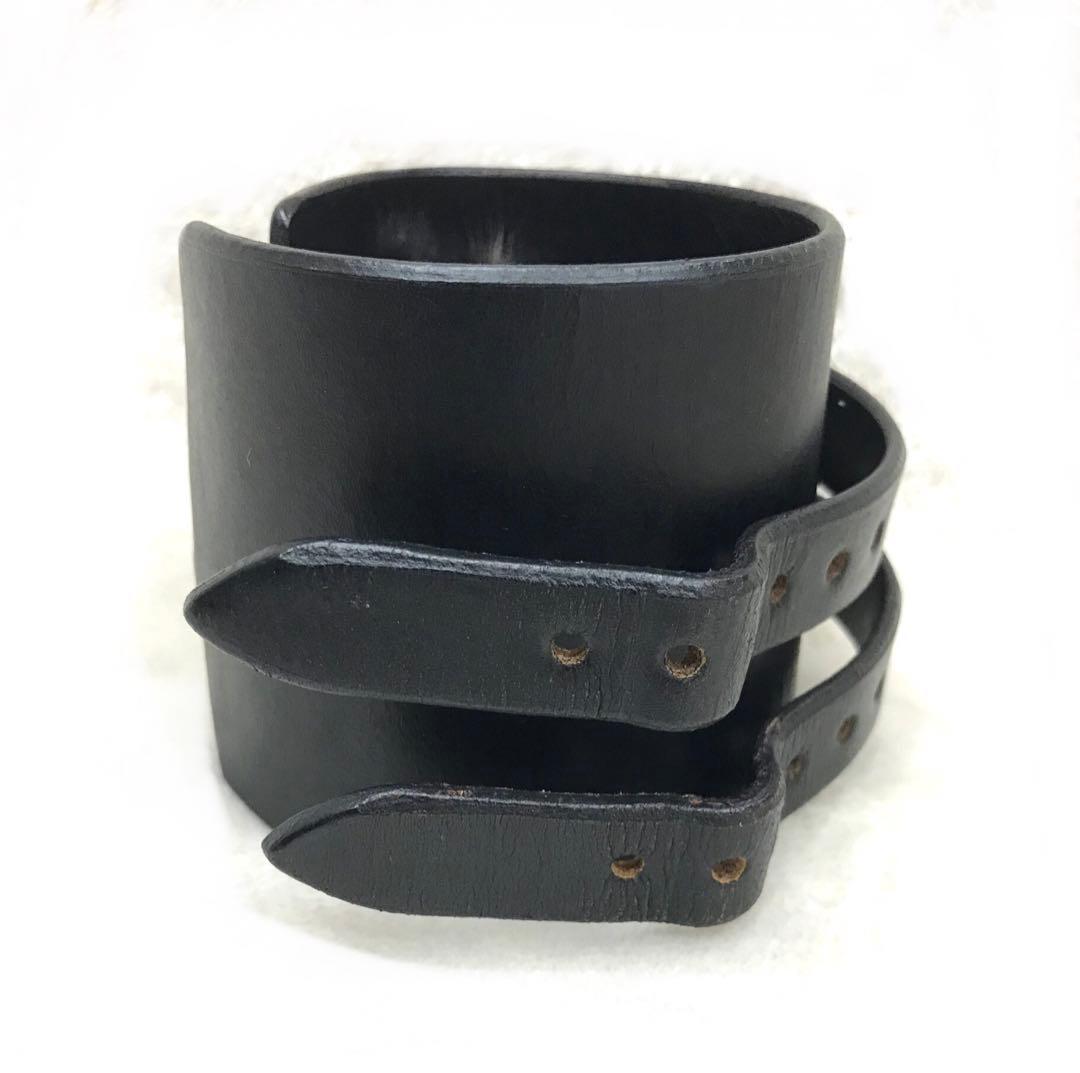 稀少ジャムホームメイドアンドレディメイド革バングルブレスレット黒リストバンドレア