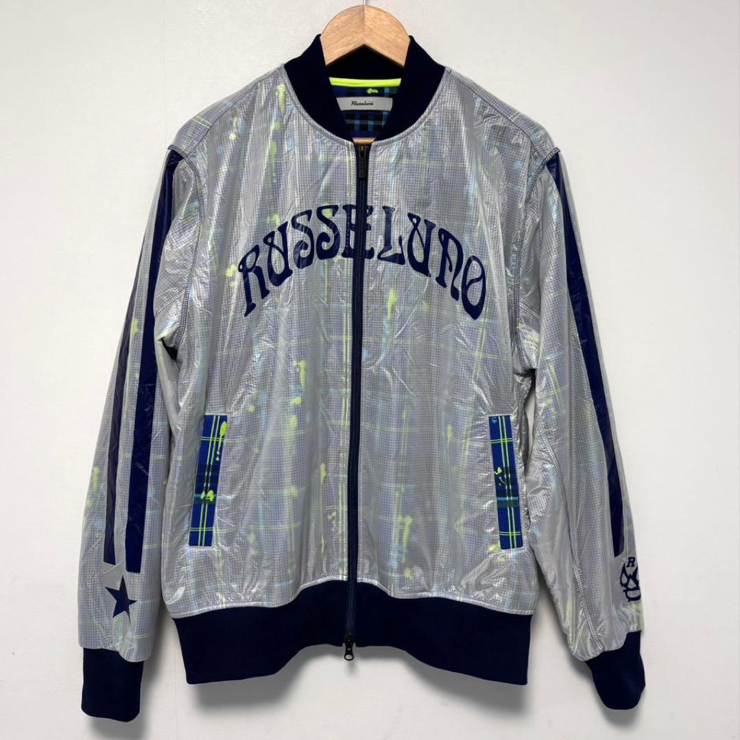 ラッセルノ ブルゾン 2重素材 表ナイロン100% シアー ブルーチェック柄 L
