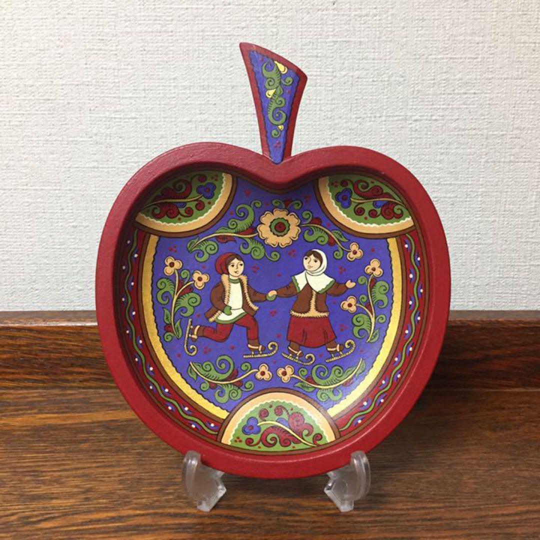 ロシア雑貨☆リンゴ型ミニ飾り皿appleオリガ作マトリョーシカ