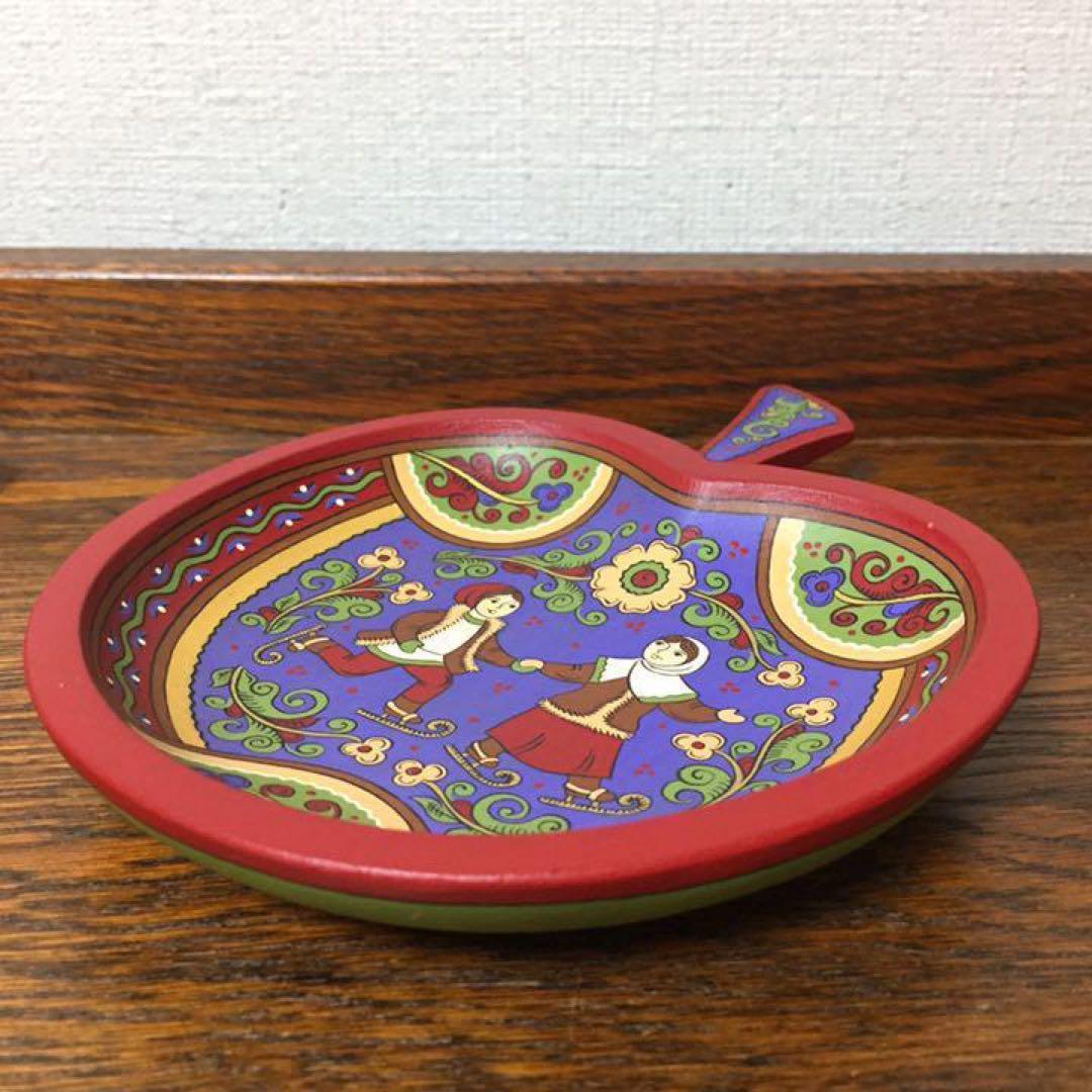 ロシア雑貨☆リンゴ型ミニ飾り皿appleオリガ作マトリョーシカ