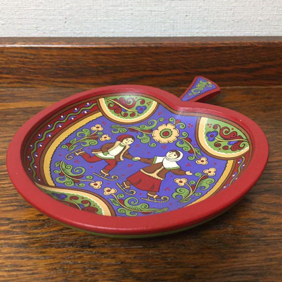 ロシア雑貨☆リンゴ型ミニ飾り皿appleオリガ作マトリョーシカ