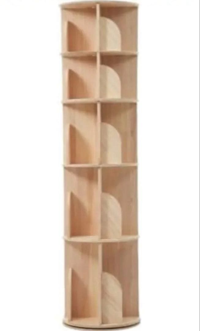 5段　回転式本棚 大容量 絵本棚 スリム 本棚 回 A3 A4が入る高