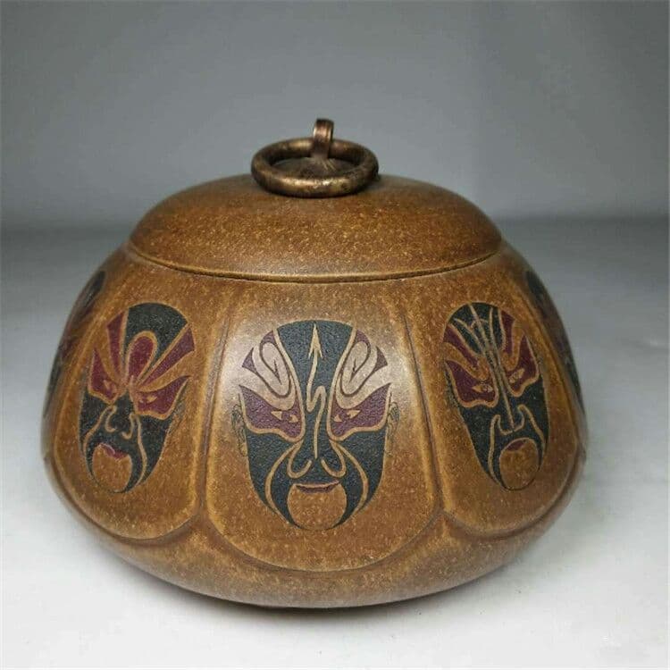 正統中国の元素の京劇の顔の大きいサイズの茶の缶