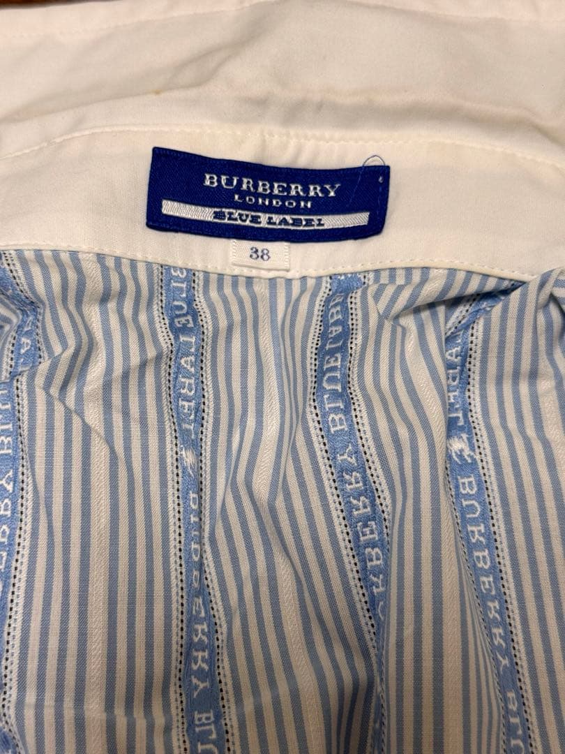 【BURBERRY】新品タグ付き 青白ストライプ 半袖シャツ