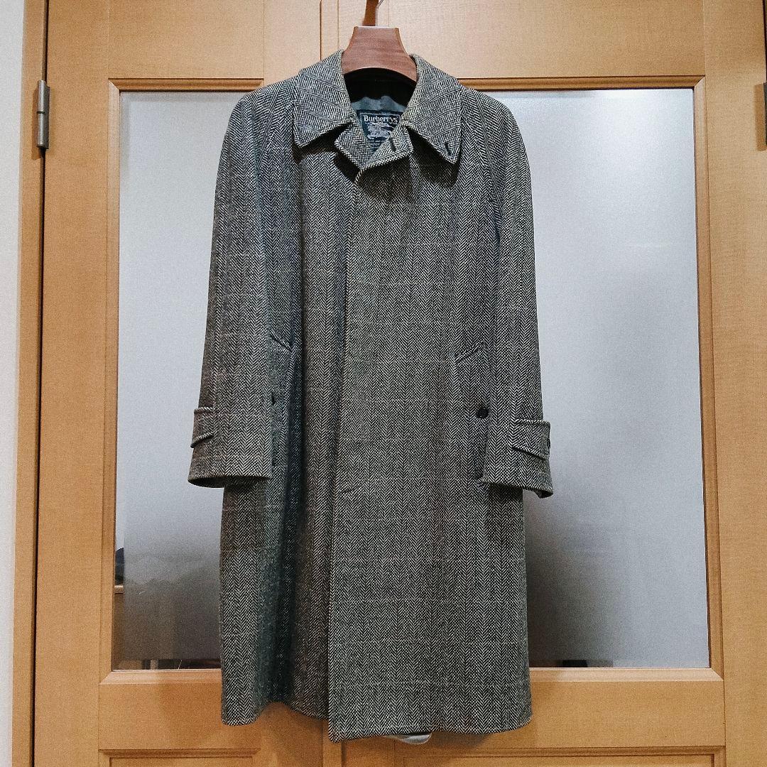 美品 バーバリー アルパカ混 モヘア ヘリンボーン コート