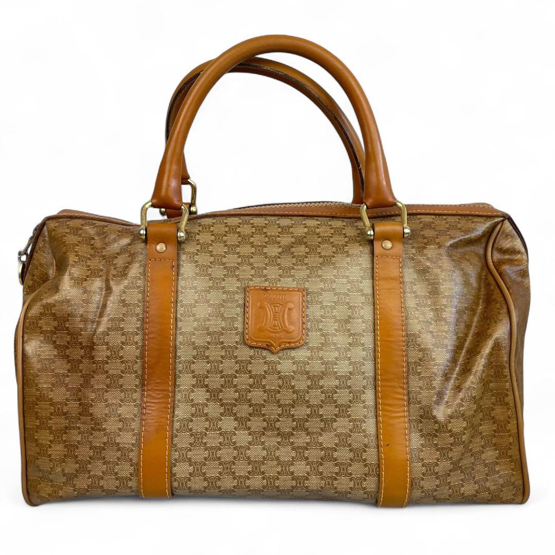 セリーヌ　ボストンバッグ　マカダム柄　ヴィンテージ　レザー　CELINE