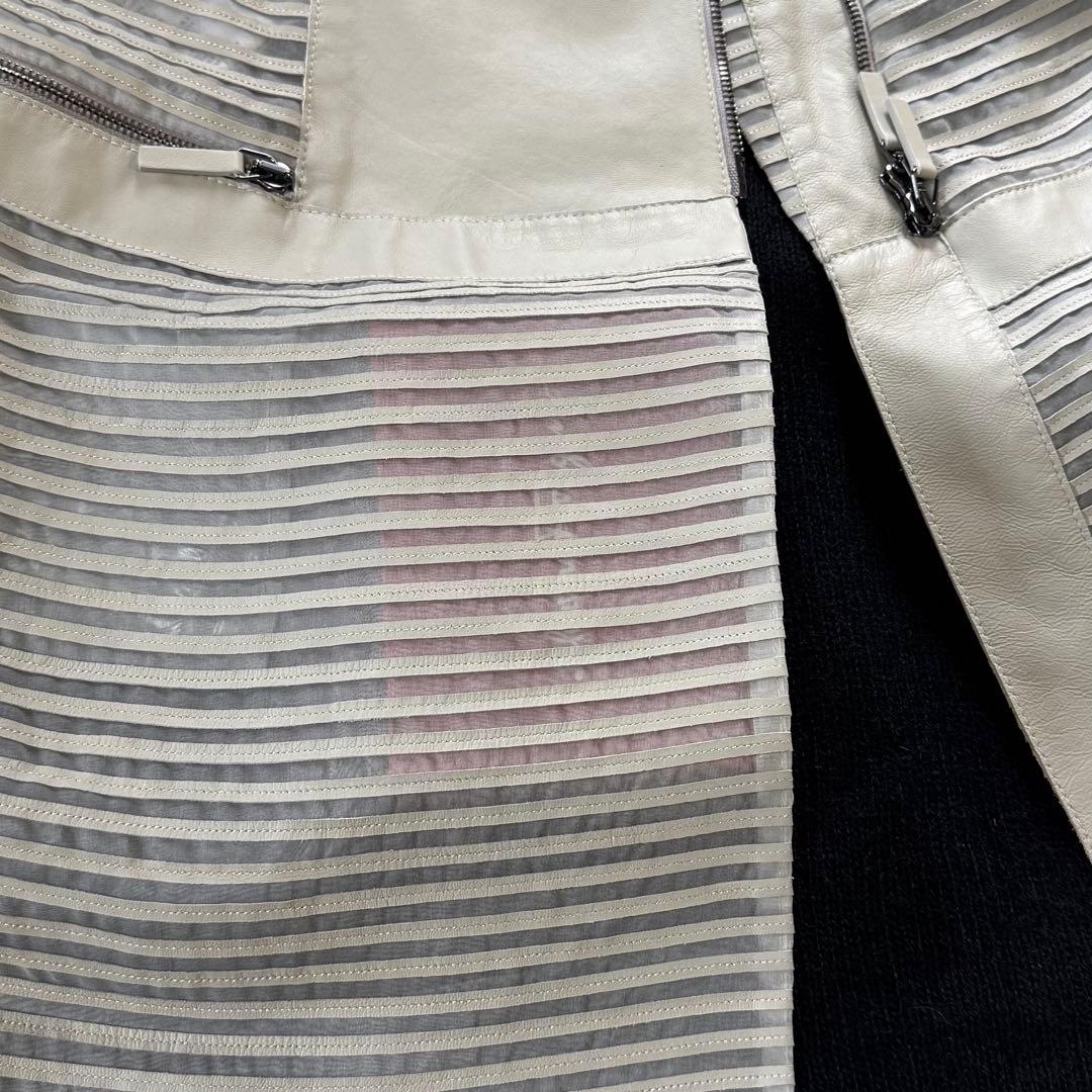 美品 GIORGIO ARMANI ラムレザーコート ライトグレー S〜M相当