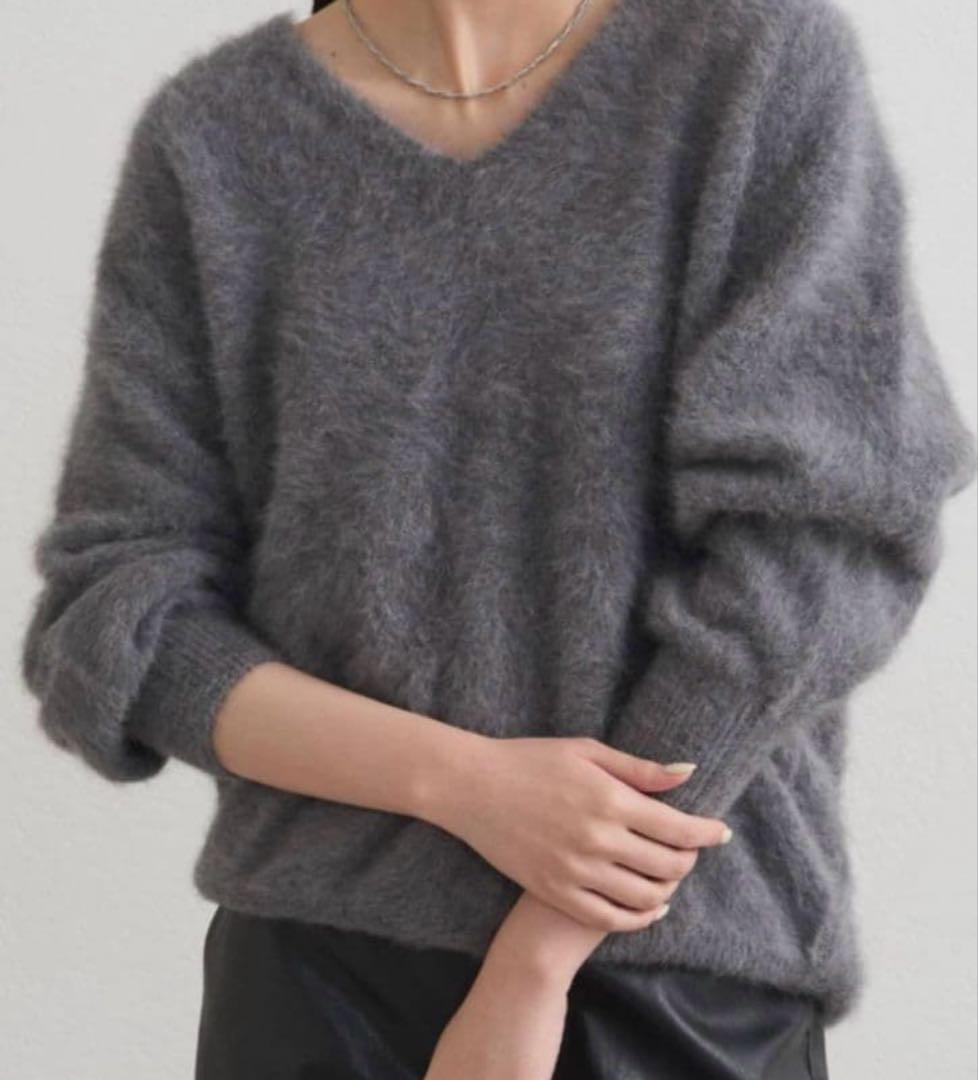 ラウンジドレス　FURカシミヤVニット