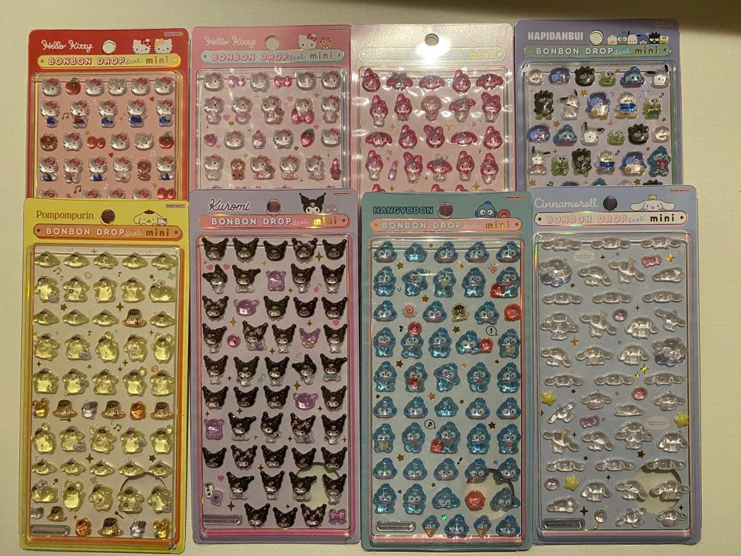 M*u様 ボンボンドロップシールミニ　サンリオ8種　コンプリートセット