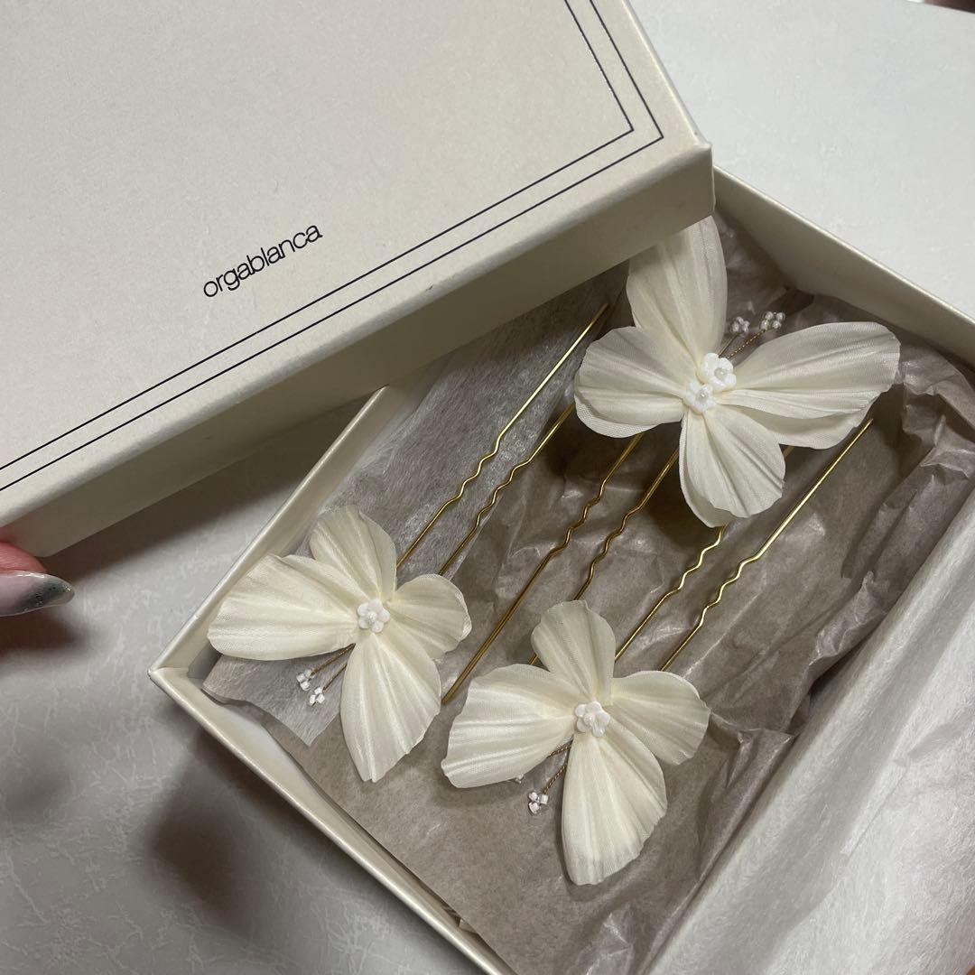 orgablanca 花モチーフ ヘアピン 3本セット