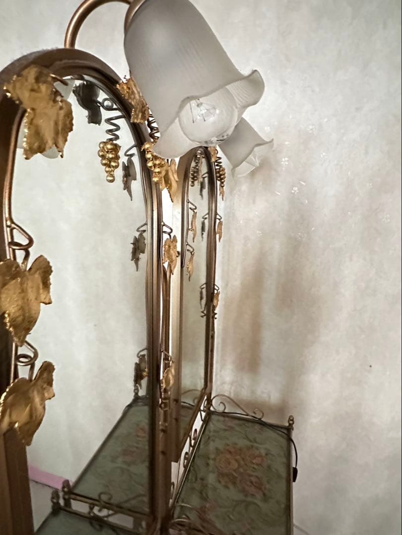 ゴールド ドレッサー・鏡台 照明付き