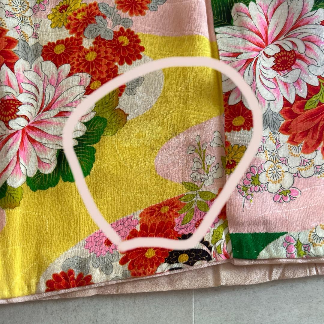 7歳　七五三　アンティーク正絹着物、アンティーク帯、帯揚げ、帯締めのセット