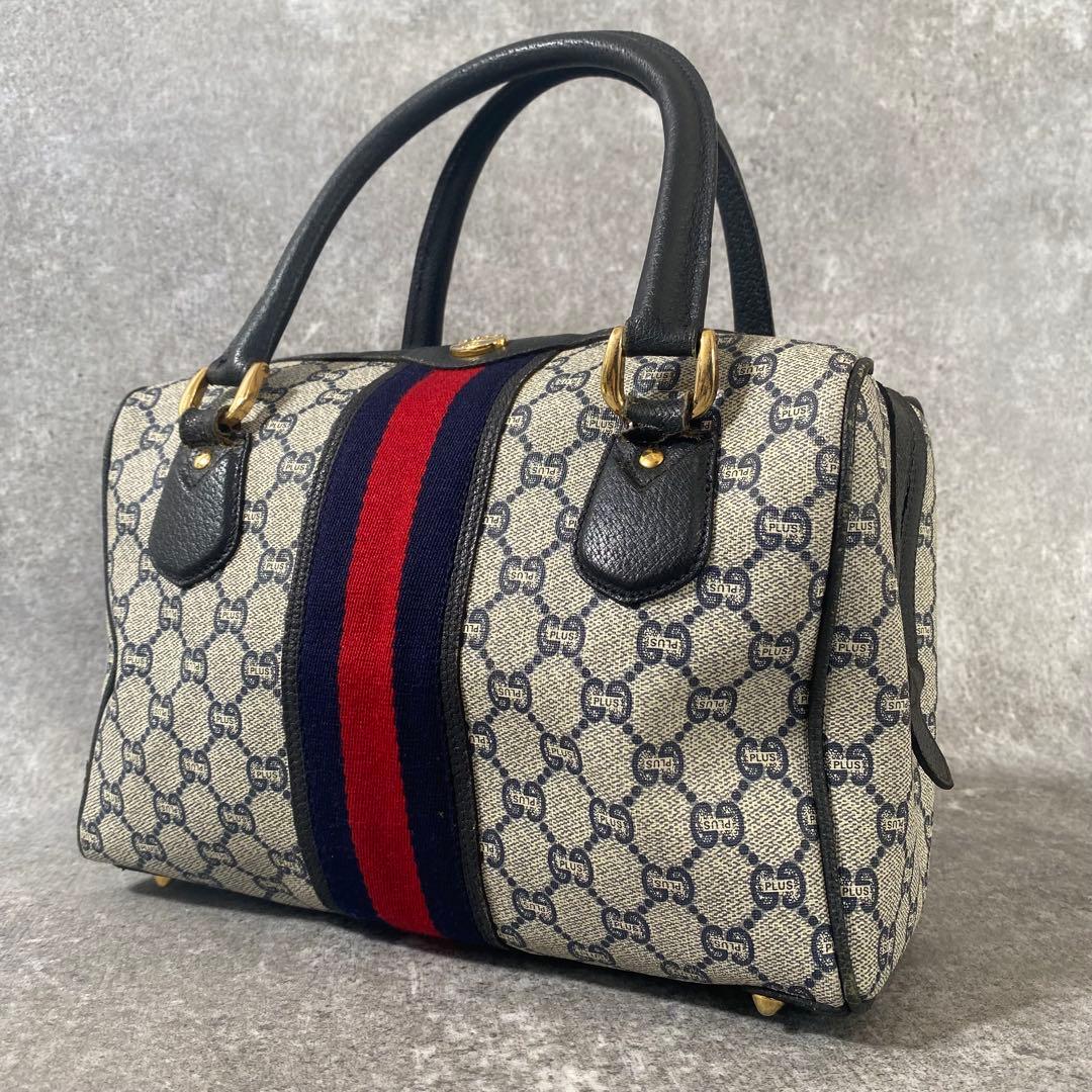 GUCCI オールドグッチ　ミニ　ボストンバッグ　シェリーライン　GGスプリーム