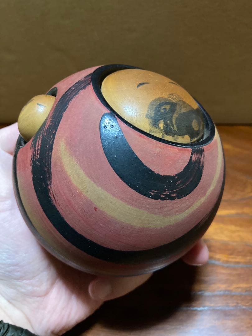 創作こけし 片瀬海平 作 落款印あり おしん 母子像 ヴィンテージ 10cm