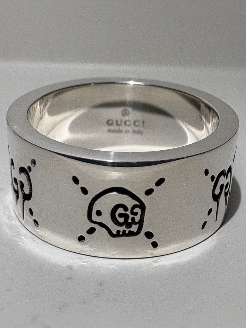 GUCCI ブランデッドG スカル ワイド 刻印サイズ:15号【箱/ポーチ付】