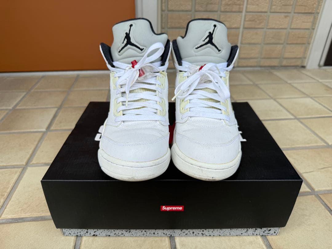 JORDAN supreme コラボ　ジョーダン5 ホワイト　27cm　納品書付
