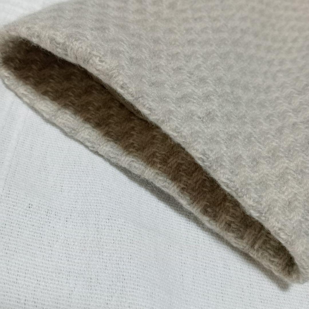 カシミヤ100％ ミンクファー ライトグレー×ホワイト Aラインロングコート M