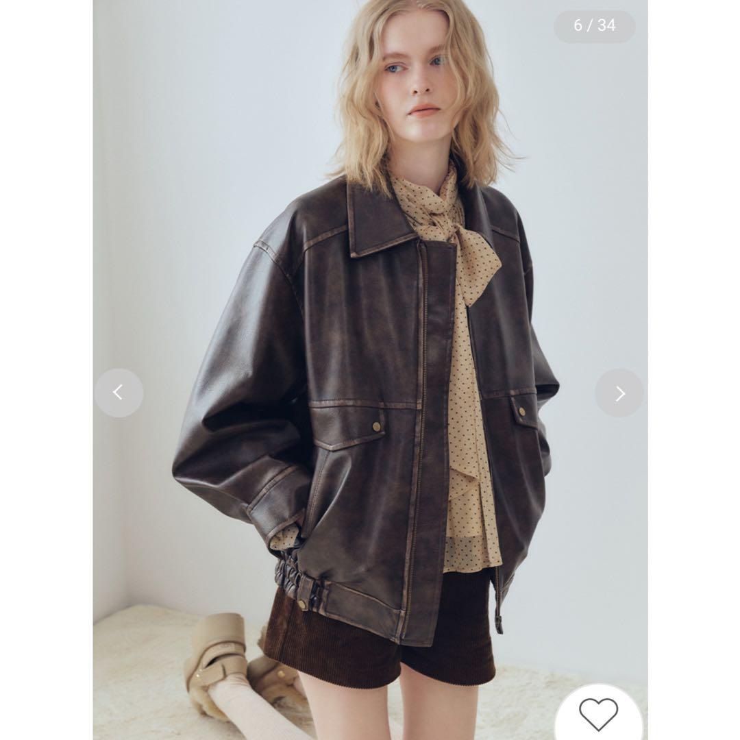 新品 リリーブラウン　ヴィンテージフェイクレザーブルゾン