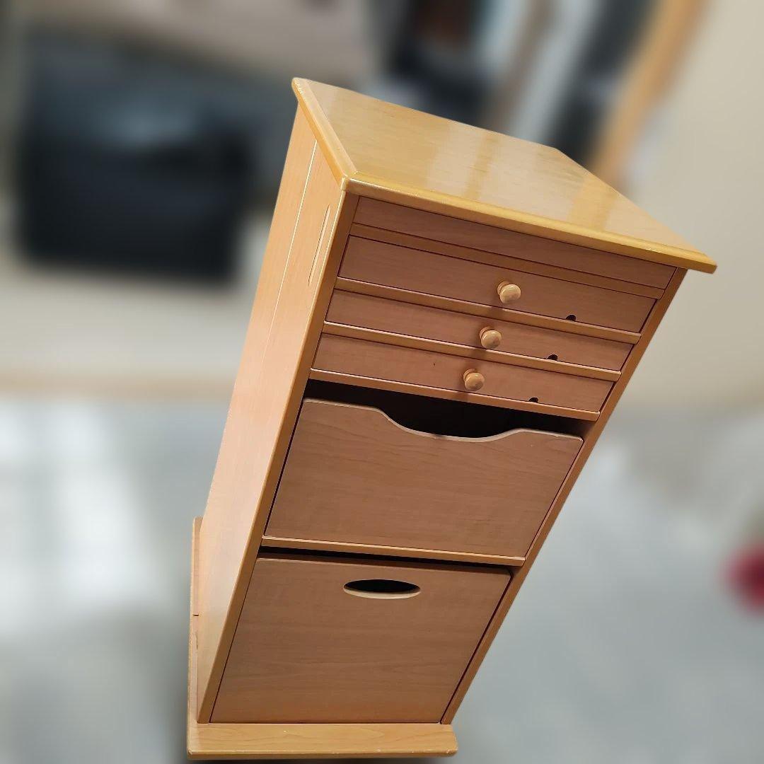 木製　可動式鏡付きドレッサー　木製引き出し　収納　ナチュラル