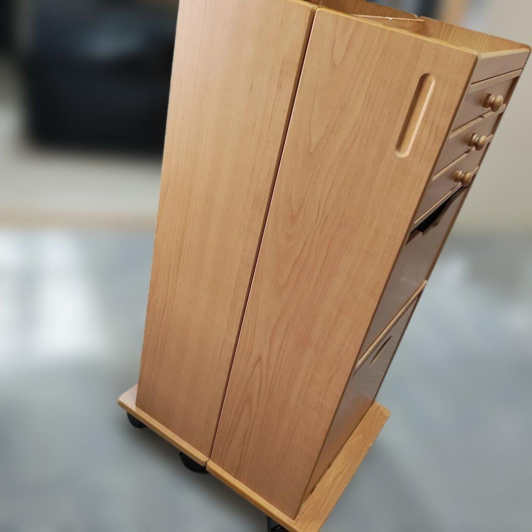 木製　可動式鏡付きドレッサー　木製引き出し　収納　ナチュラル