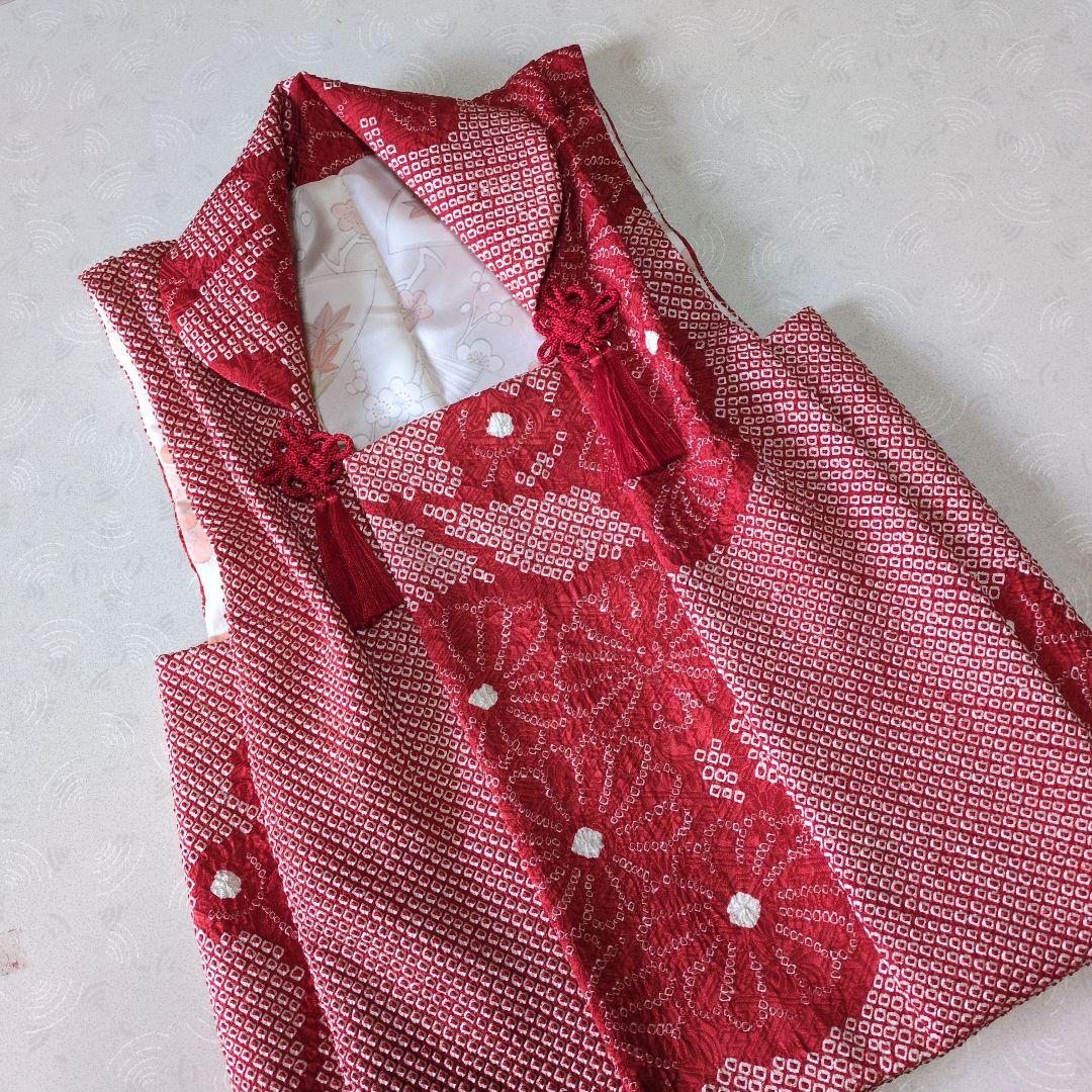 七五三３歳女の子お着物と正絹総絞り手縫いの被布（中綿無し）