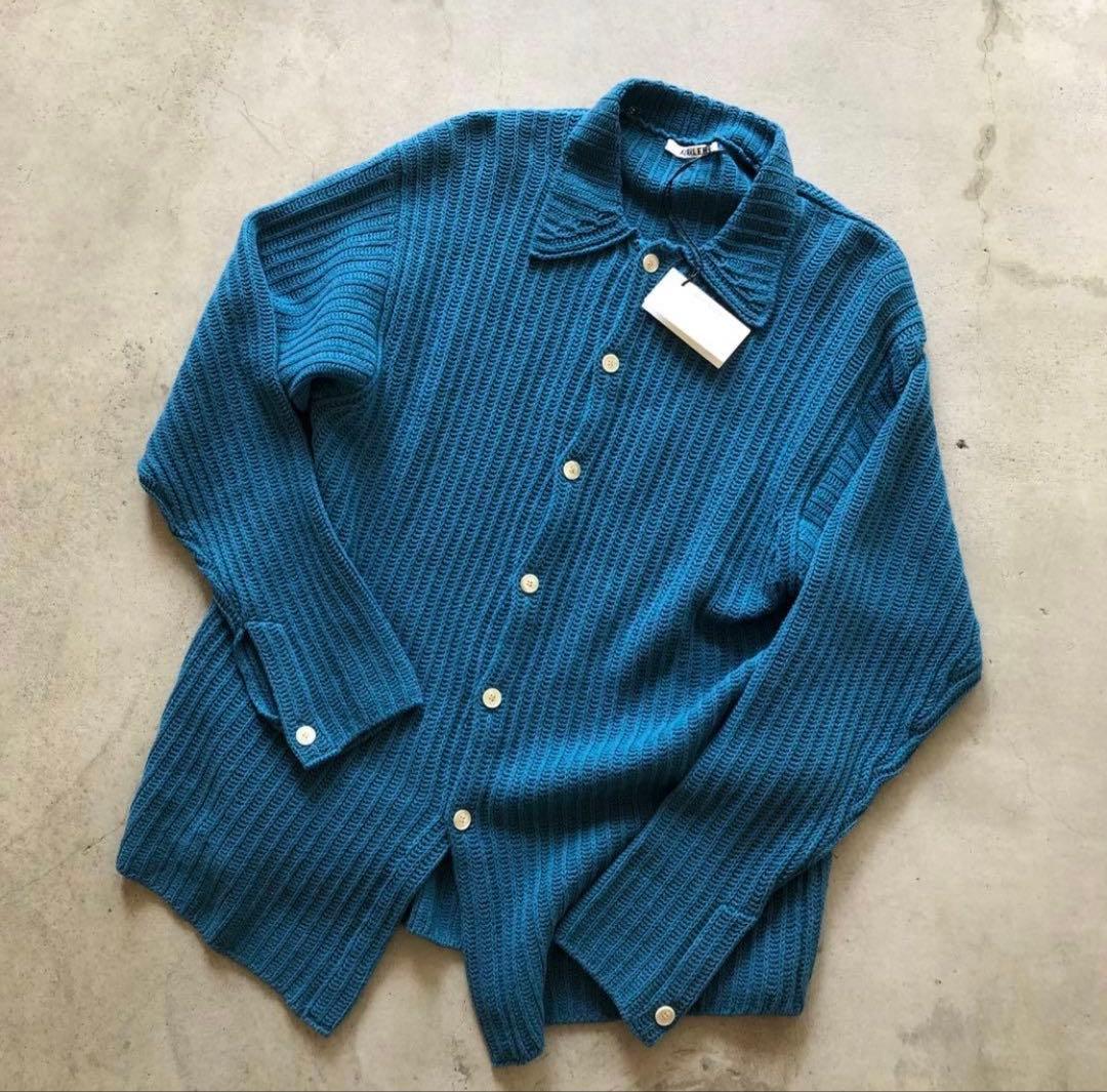 美品　AURALEE BRUSHED COTTON WOOL RIB KNIT