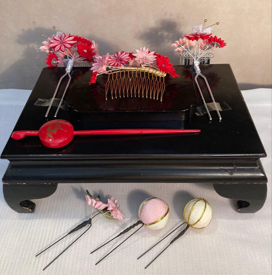 七五三 小さめさん対応　花櫛風コーム　花簪　ビラ簪　平打ち簪　玉飾り　Uピン簪