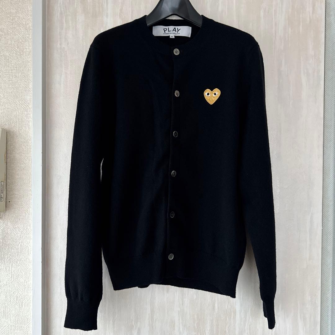 PLAY COMME des GARCONS ブラック カーディガン ハート刺繍