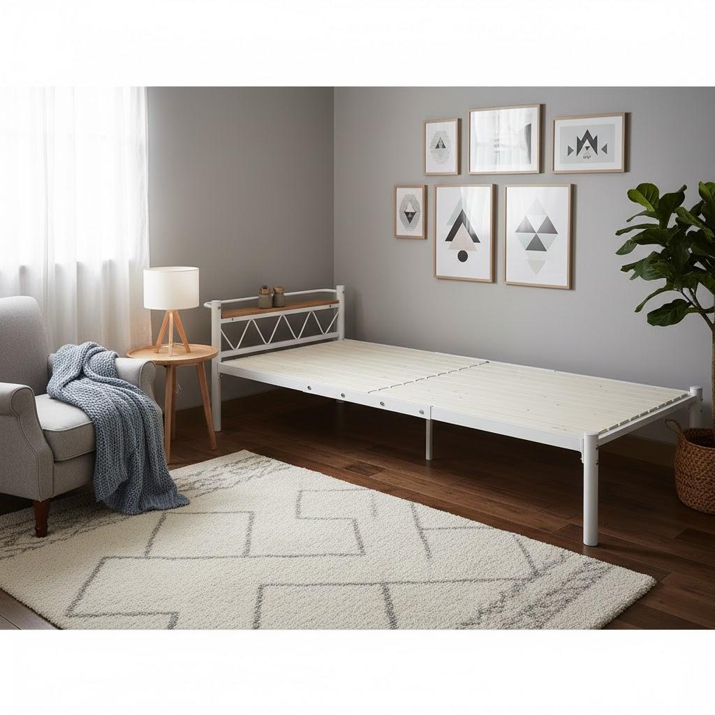 新品　未使用　　シングルべト　ブラック　コンセント付き　すのこベッド　ホワイト