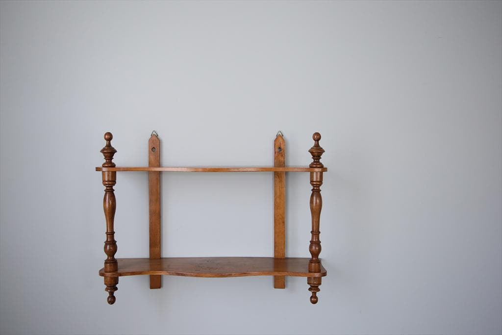 フランスアンティーク木製ウォールシェルフ/壁掛けラック/飾り棚(90-160)