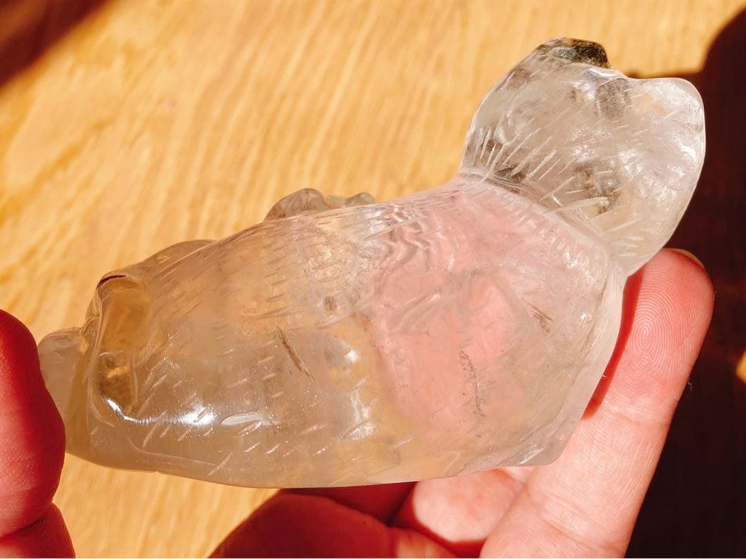 親子 猫 天然石 ガーデンクォーツ 置物