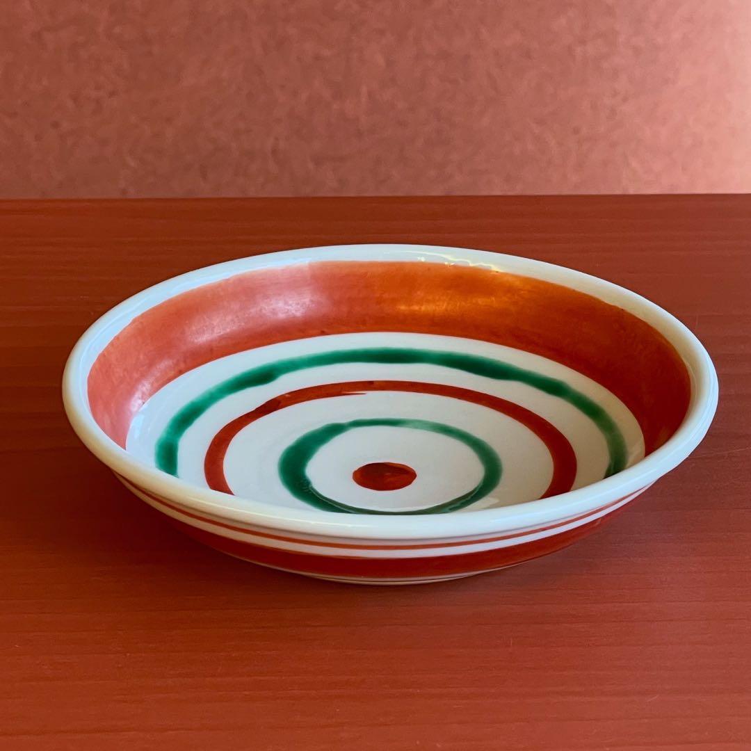 正木春蔵　色絵 縞文 4.5寸皿