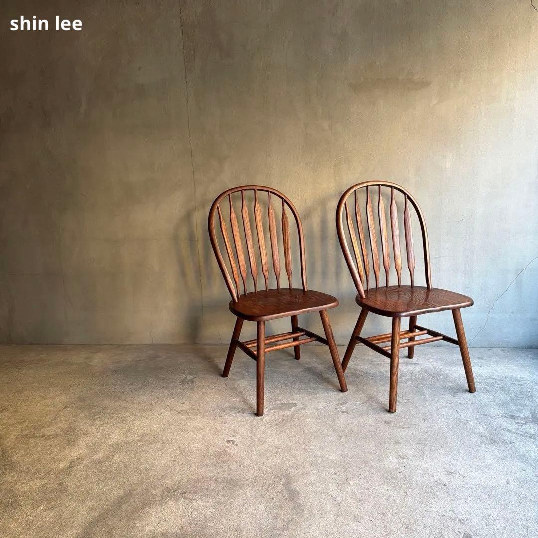 美品　Shin Lee シンリー ダイニングチェア ウィンザー　オーク材　2脚