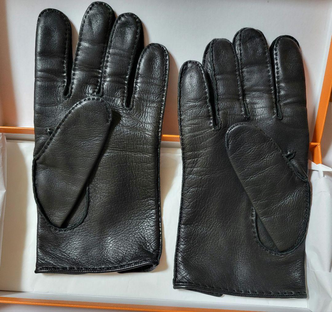 K*s様 HERMES　レザー手袋　セリエ　ブラック aq8235