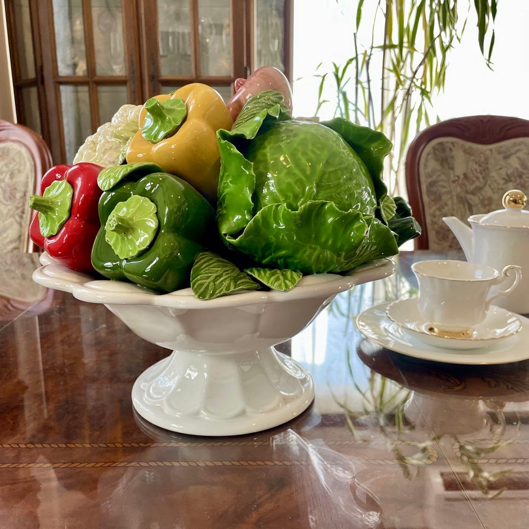 r128 希少 イタリア製 野菜の陶器製オブジェ リアルな造形美 インテリア雑貨