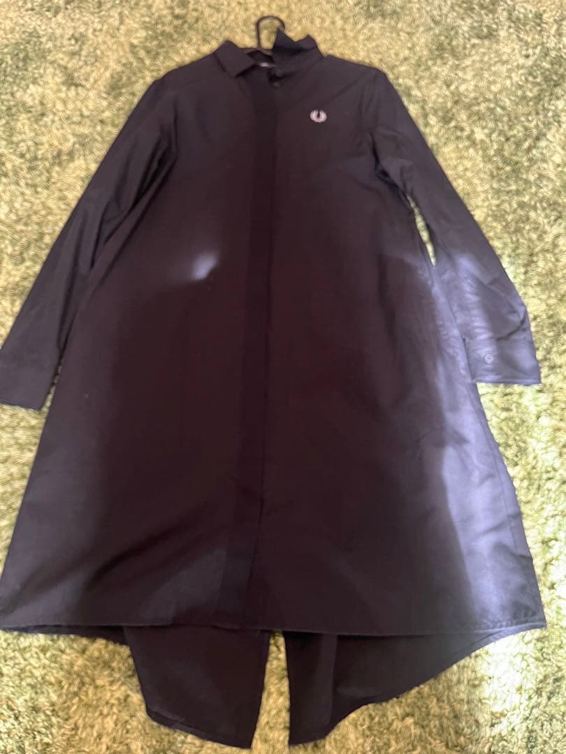 FRED PERRY ブラックロングコート UK 10