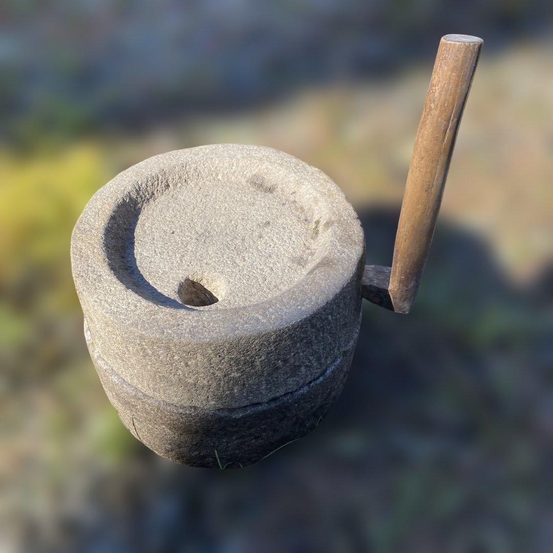 天然石製 石臼　直径約20cm 骨董　古民具